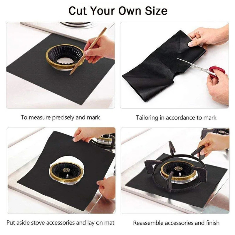 4/8Pcs Gas Stove Protectors Kitchen Reusable Covers Mat Protector Cleaning Pad Liner Cover Stove Protector Cover Liner 250213