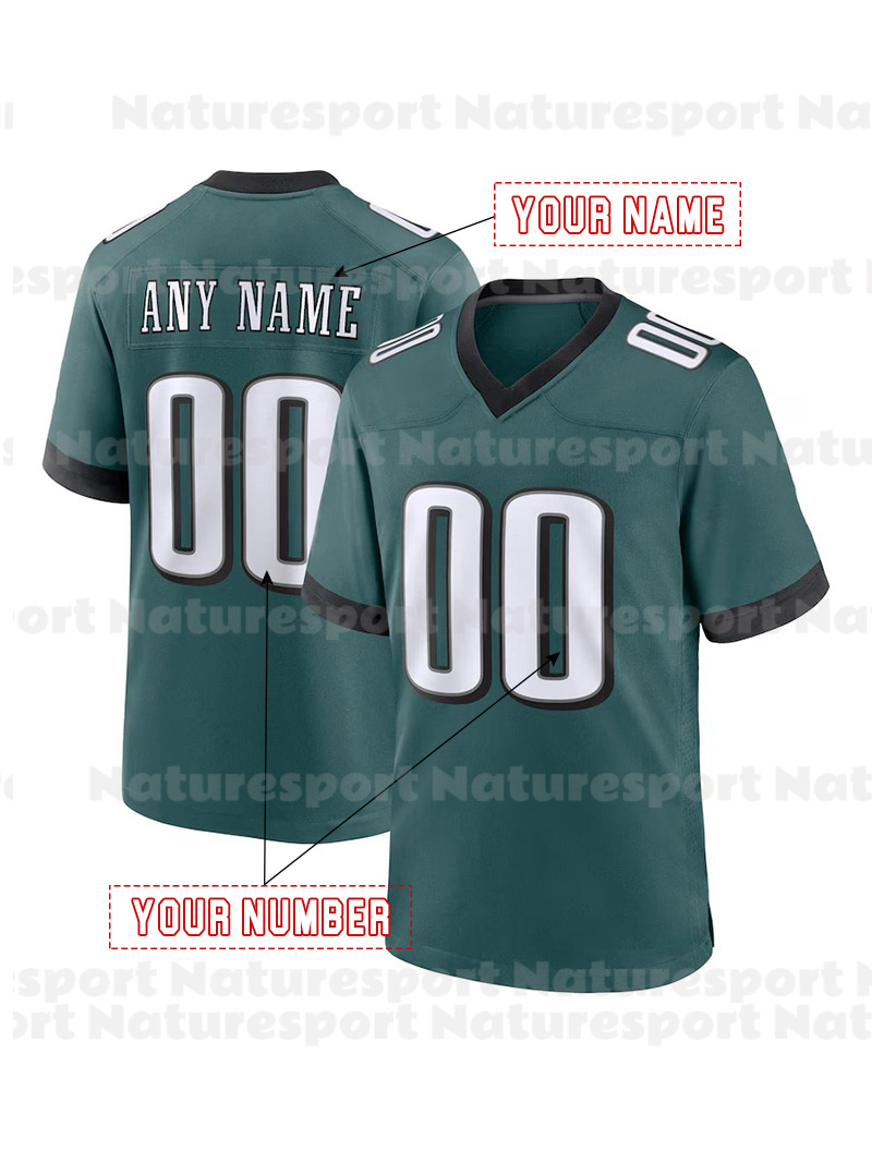 Custom Football Jersey Barkley Hurts DeJean Brown DeVonta Carter Men Women Youth Embroidered Letter Number Design Any name any number Women Youth Men