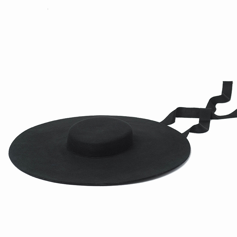 4cm hat high wool oversized 15cm big brim shallow top fedora men and women flat 250118