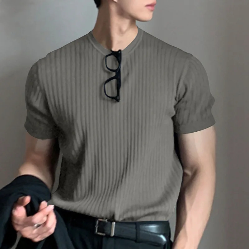 Summer Mens Clothing Light T Shirt Leisure Long Sleeve O Neck Drapped Solid Color Loose Basic Shirt Knitwear 250208
