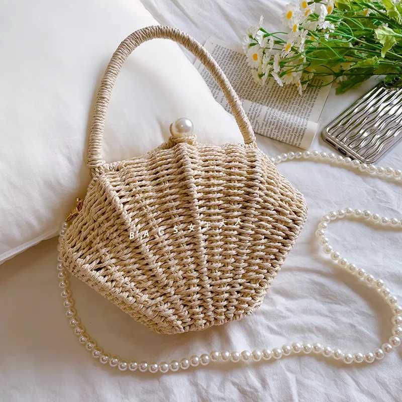Shell rattan str woven diagal cross small bagcute fairy changemobile facefiable woven beach bag Y250212