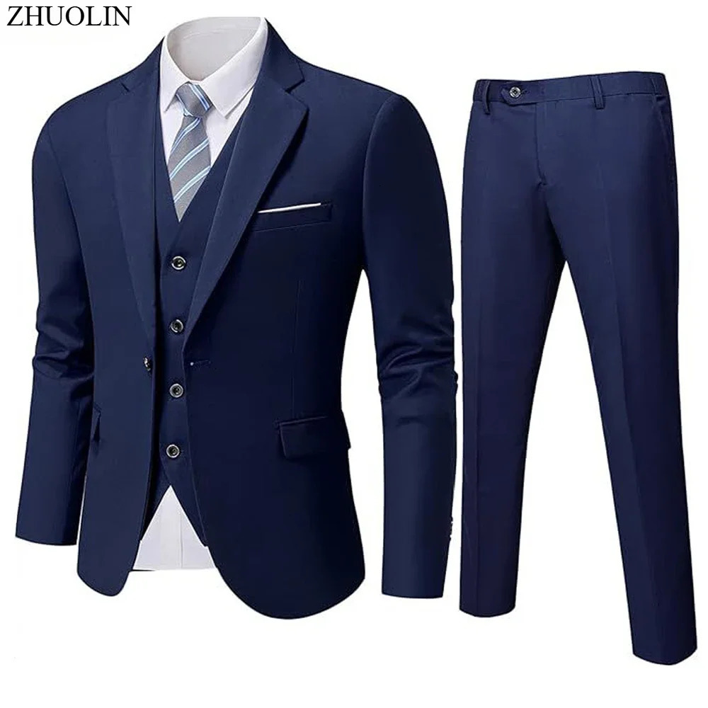 High Quality Wedding Suits For Men Elegant Blazers 2 Set 3 Pieces Business Formal Jackets Vest Pants Full Coats 250210