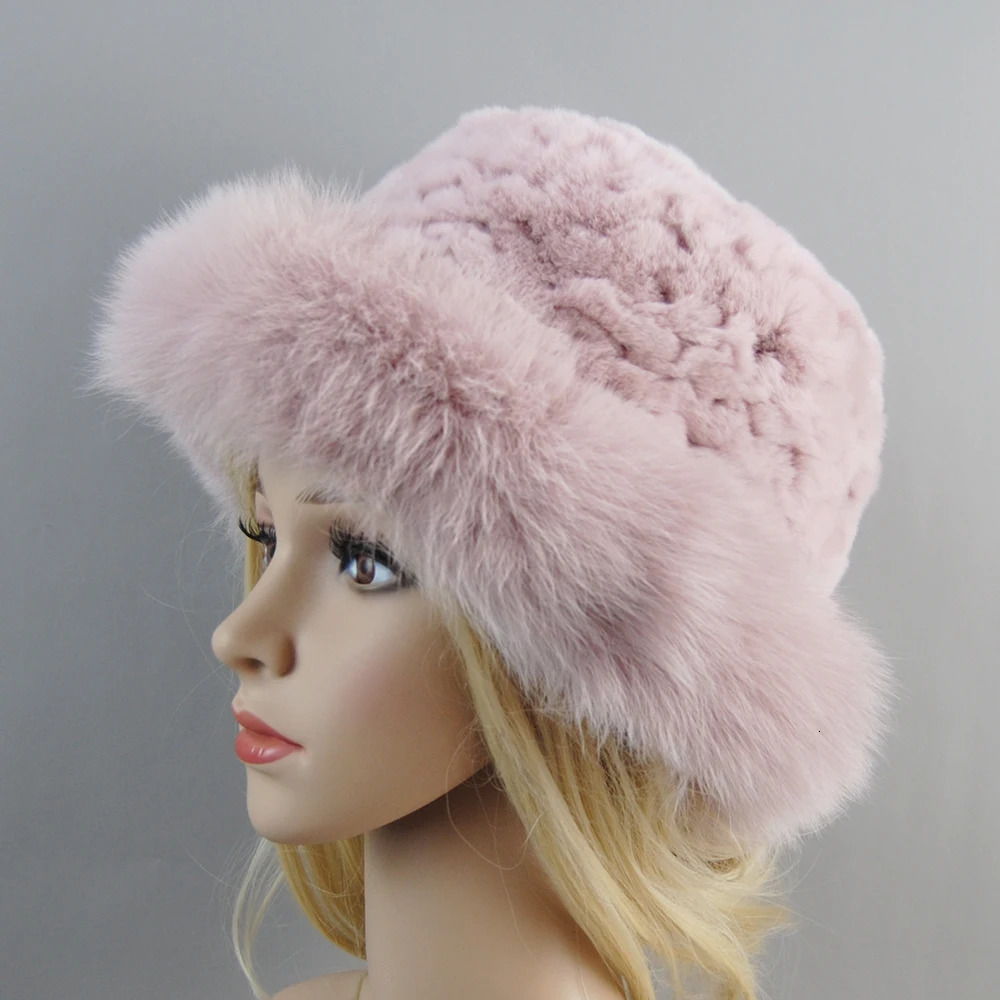 Womens Winter Hat Genuine Rex Rabbit Fur Bomber Hat Womens Winter Fox Fur Hat Beanies Warm Soft Fluffy Natural Fur Hat 250109