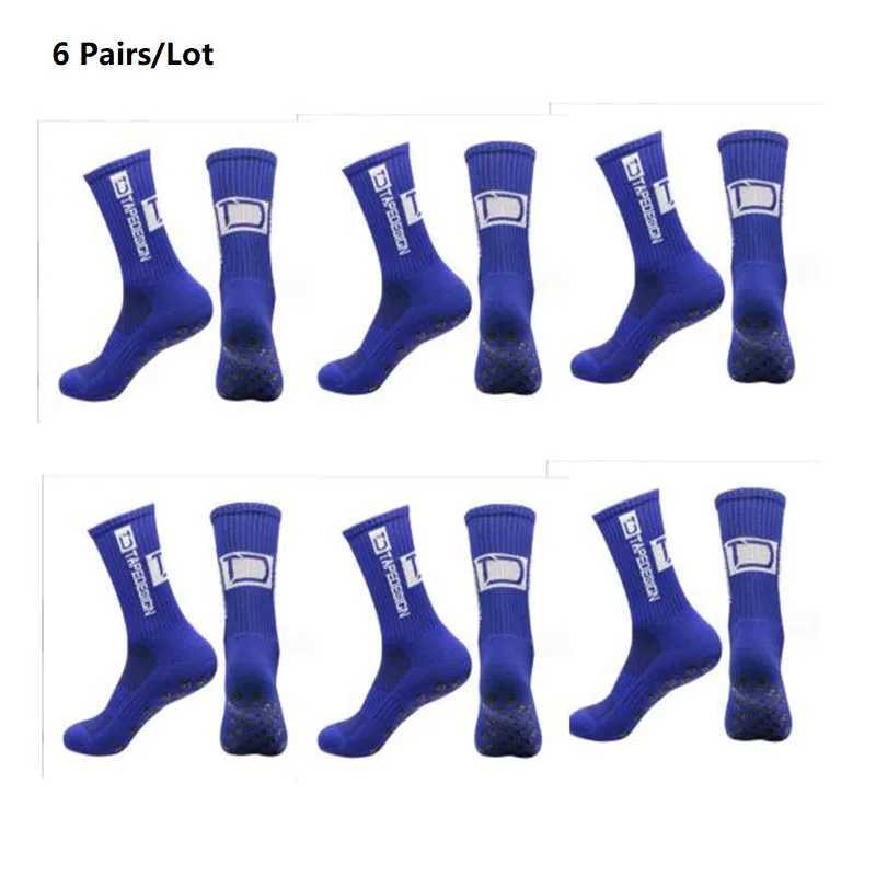 6 Pairs/Lot 2024 New ANTI SLIP Tapedesign Football Socks Mid Calf Non-Slip Soccer Sport Cycling Sports Mens Women Sock EU38-44XJ250213
