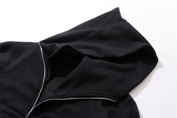 Hoodies Men zipper Cardigan harajuku black sweatshirts hip hop swag style skateboard streetwear Cloak Hooded jacket coat 250213