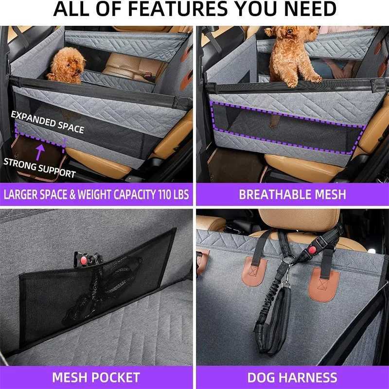 Others Dog Carrier Dog Car Seat for Small To Large Dogs Pet Nest Back Seat Extender for Car Back Seat Waterproof Dog Hammock with Mesh Pocket H250213
