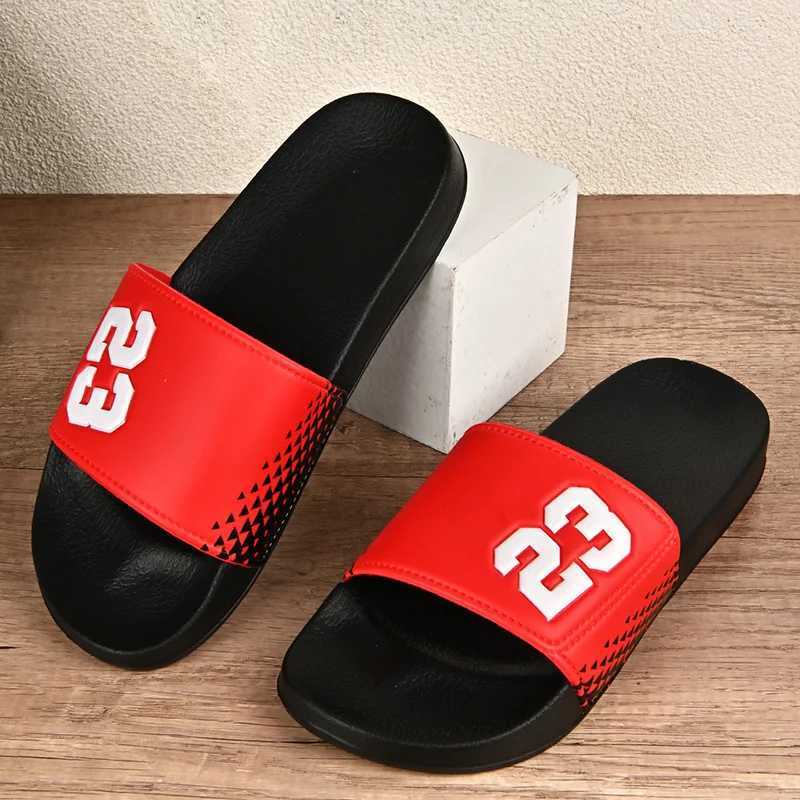 New mens beach slide sandals flip cover summer slide mens large-sized shoes lightweight indoor slide Y250213