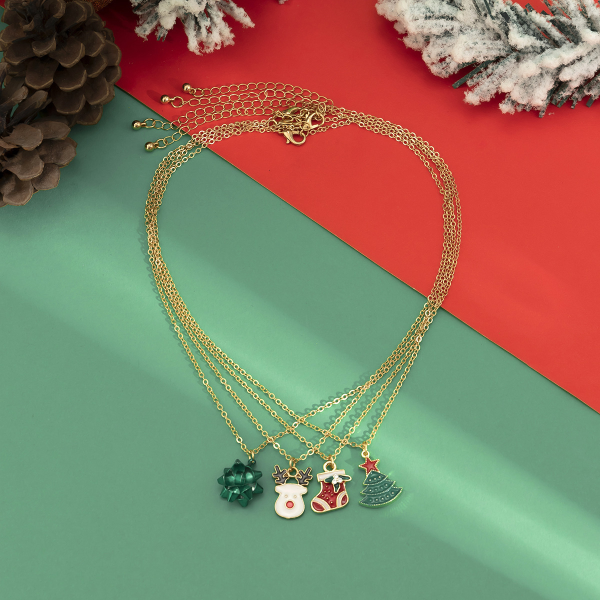 designer Woman Jewelry creative minimalist snowman Christmas tree pendant necklace, versatile imitation pearl, starry moon, elk fashion