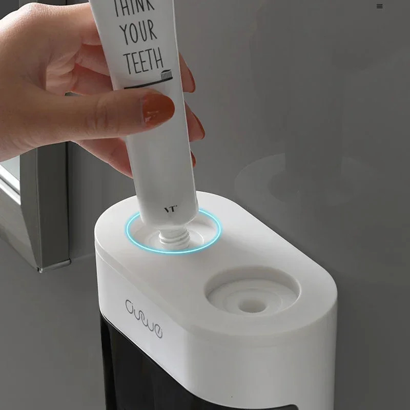 Wall Mounted Automatic Toothpaste Squeezer Toothpaste Dispenser Magnetic Toothbrush Holder Toothpaste Rack Bathroom Accessories 250208
