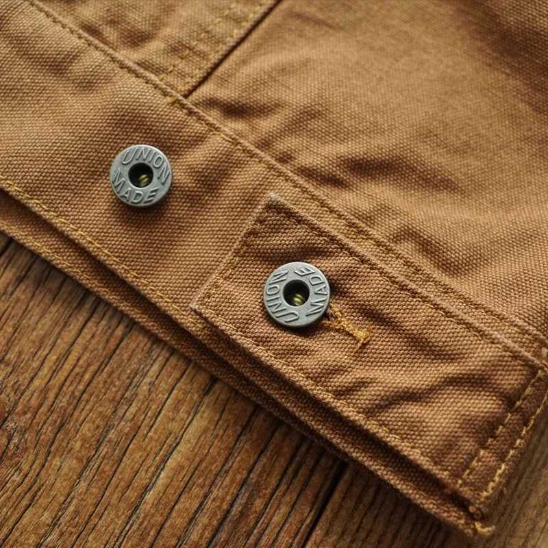 Sauce Zhan Mens Jacket Short Lined Cruiser Jacket Vintage Oil-free Wax Canvas Work Jacket Regular Fit X250213