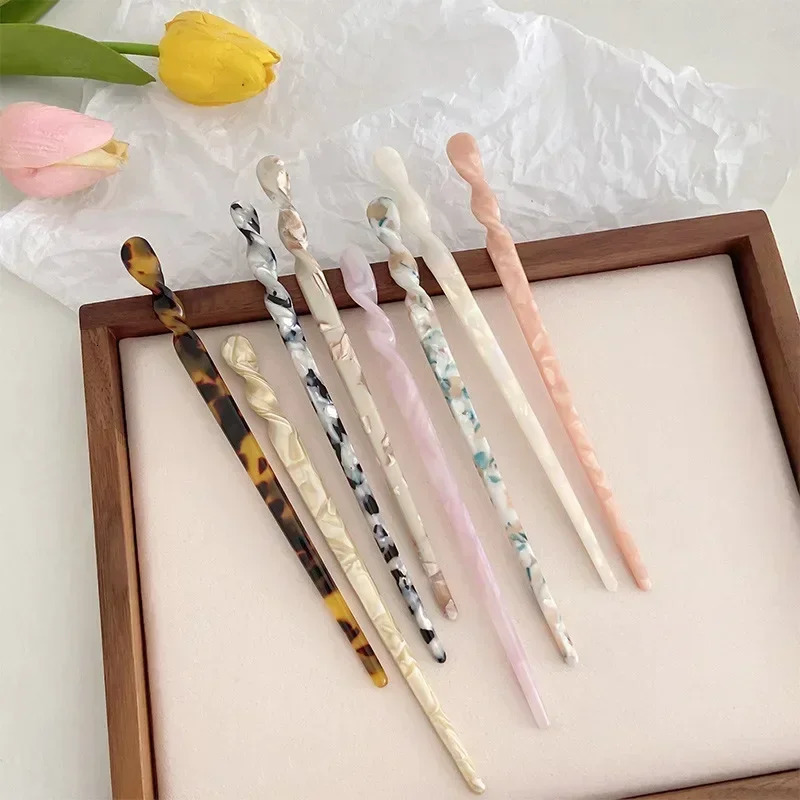 Chinese Style Hair Stick Resin Womens Retro Hanfu Headwear Marble Patterned Hairpin Accessories 250117