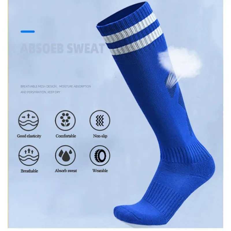 Football Socks Long Tube Knee Cotton Adults Children Legging Stockings Non-slip Soccer Baseball Running Cycling Sports Socks GymXJ250213