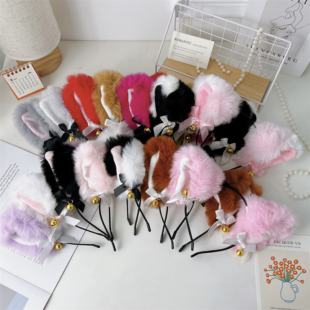 Cute Furry Cat Ear Headband with Bell for Fall Winter - Anime Character Cosplay Accessory