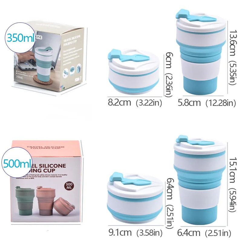 350ML500ML Creative Portable Silicone Folding Water Cup Coffee Travel Outdoor Min Z260202