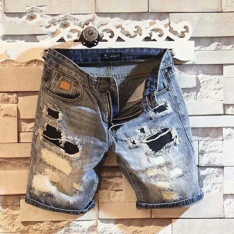Summer Mens Fashion Straight Loose Denim Shorts Korean Fashion Streetwear Blue Slim Jeans Shorts Mens Crop Pants 250122 - view 5