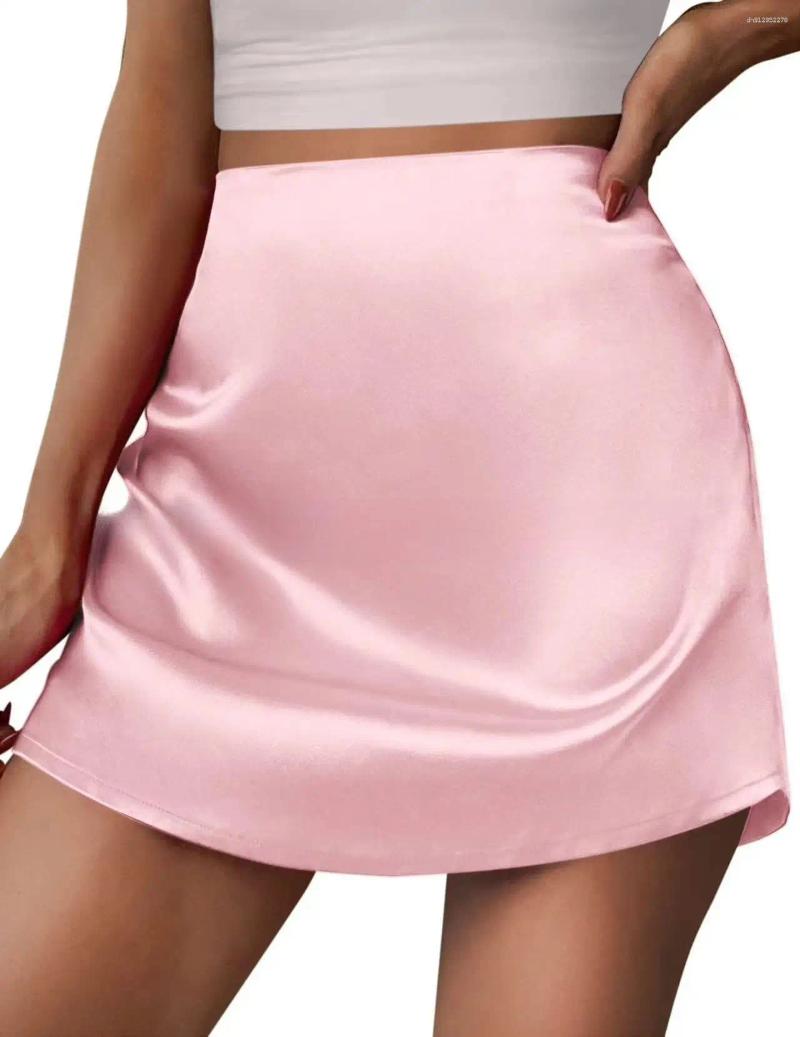 Signe Signi Classici Mini Silk Mini Gonna A-Line Strate Ragazze Sexy Sexy Satinate-image