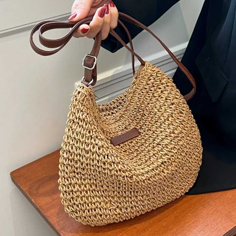 Womens Summer Str Crossbody Bag Wen Beach Holiday Shopping Woven Shoder Handbag Messenger Purses For Wen Bags Y250212
