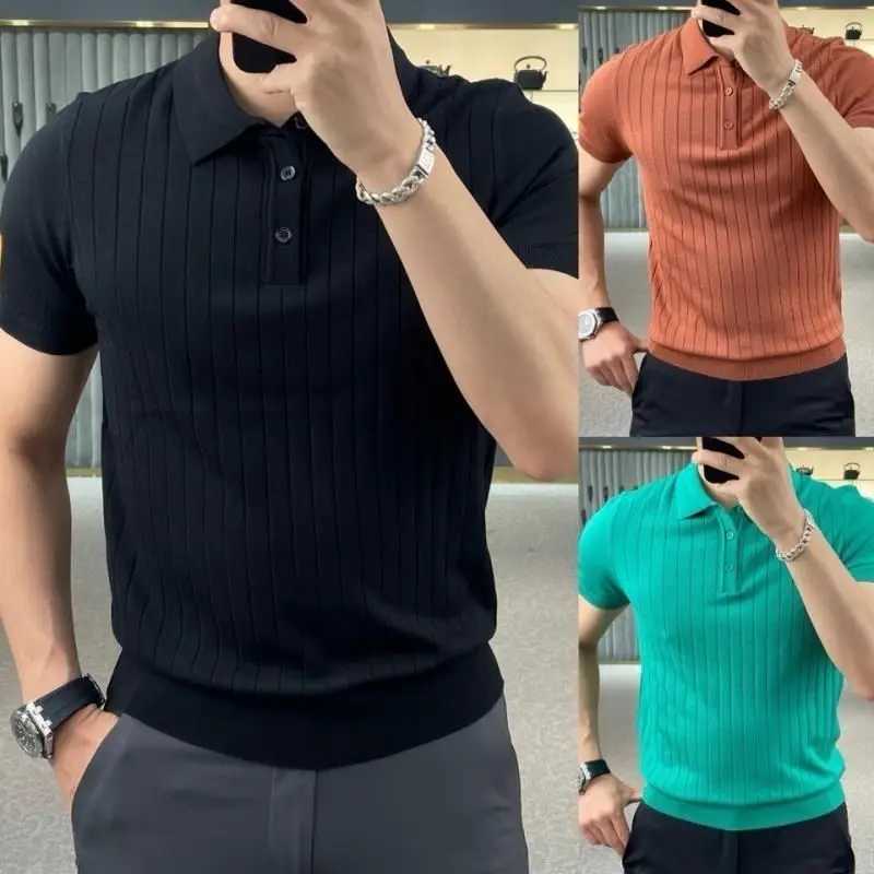 Summer Streetwear Fashion Men Clothing Polo Shirts Korean Casual Male Clothes Solid Short Sleeve Thin Lapel Slim Business Tops X250213