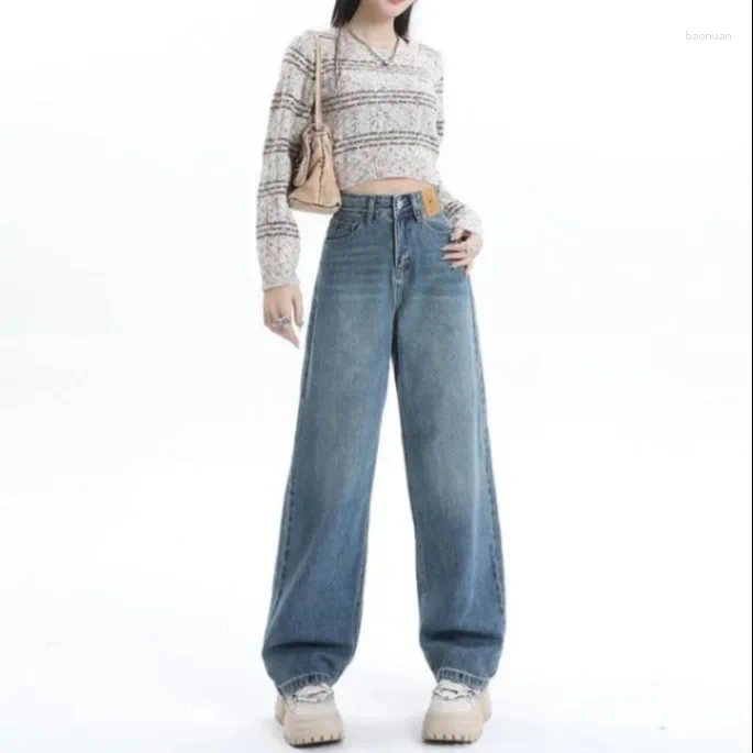 Women's Jeans Straight-Leg Loose-Fit Spring Autumn/Winter 2025 High-Waisted Slimming Petite Wide-Leg Dragging Pants