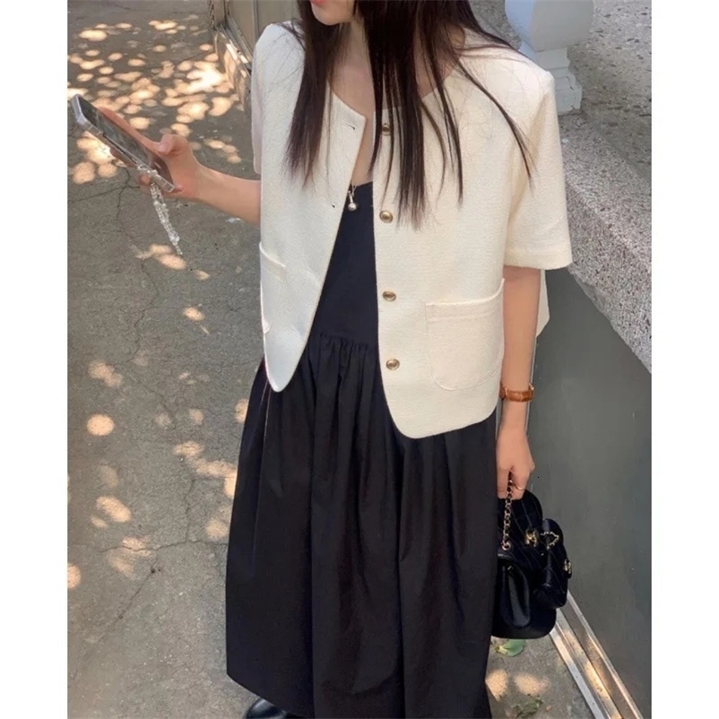 Plus Size Chic Korean Style Tweed Short Sleeve Jacket For Plus Size Women Fashionable and Elegant Spring Autumn 1D Chic 250122
