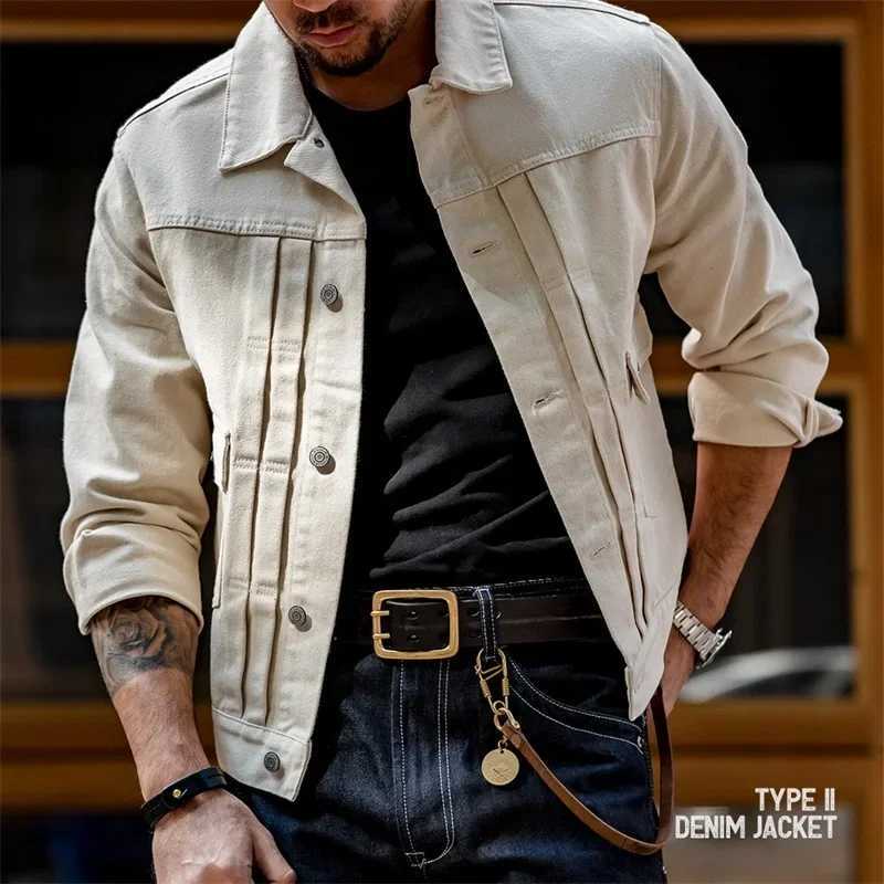 Maden Retro Jeans Jacket Mens American Denim Coat Cotton 100% Slim Fit Outwear Fashion Streetwear Quality Vintage MenS Clothing X250213