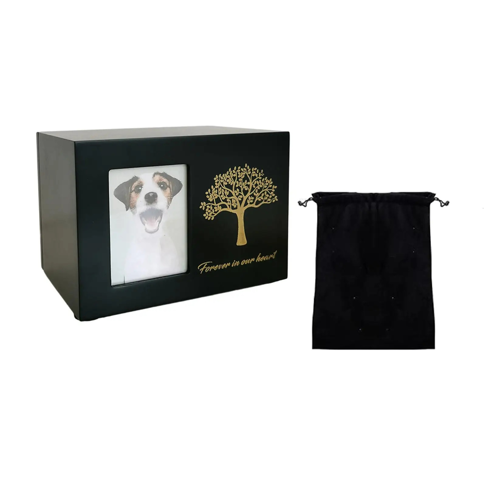 Wooden Pet Cremation Urn Dogs Cat Ashes Keepsake Box with Po Frame Dog Memorials Urn Case Small Animal Supplies 250213