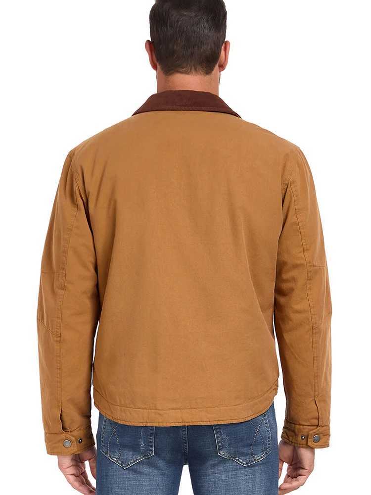 Mens winter cotton jacket warm bedding lining cargo work jacket casual lapel truck jacket X250213