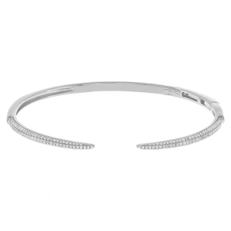 Micro Pave 5A Cubic Zirconia Spike Open Adjusted Bangle Bracelet For Women Geometric Classic Fashion Jewelry 250208