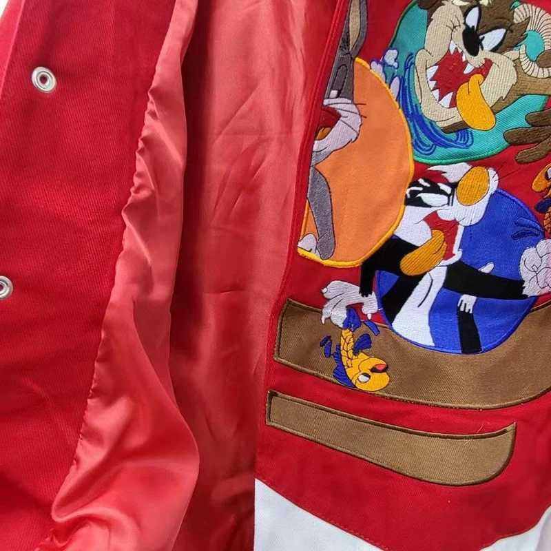 Cartoon Embroidery Bomber Jacket Harajuku Hip Hop Tide Baseball Uniform Autumn Winter Coat Warmth Mens Womens Motorcycle Suit X250213