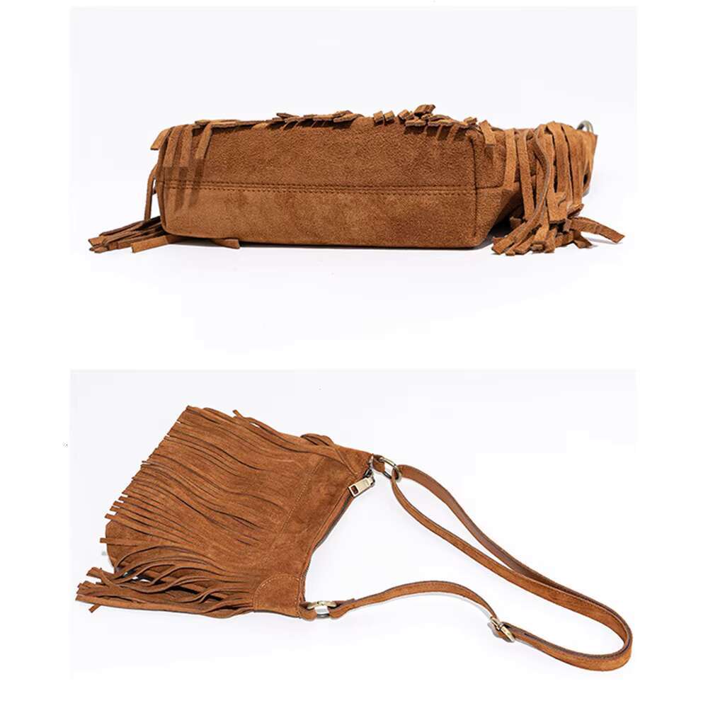 Tassel Niche Frosted Cowhide Casual Crossbody Retro Leather Trend Style Fringe Single Shoulder Bag