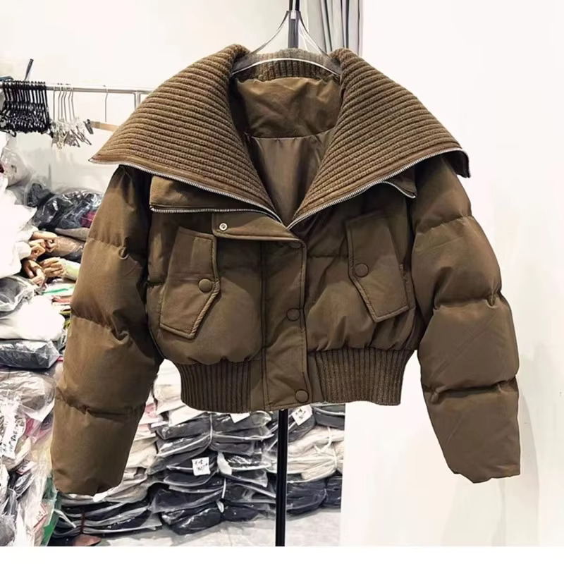 Thickening Jacket Women Coat Black Flip Collar Fashion American Streetwear Duck Down Feather Female Winter Short Outwear ddmymarket