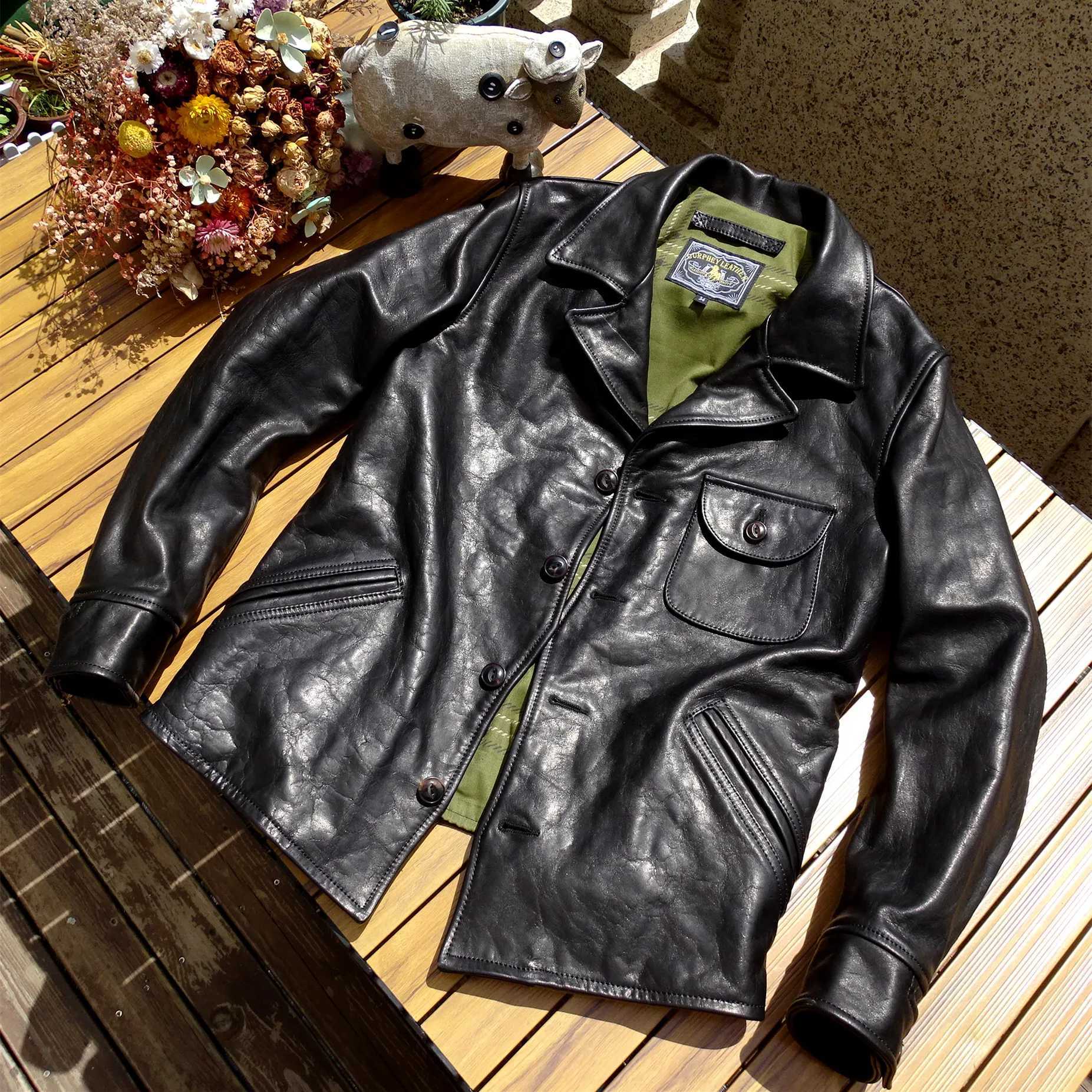Mens leather jacket stable motorcycle windproof brown coat vintage clothing spring and autumn X250213