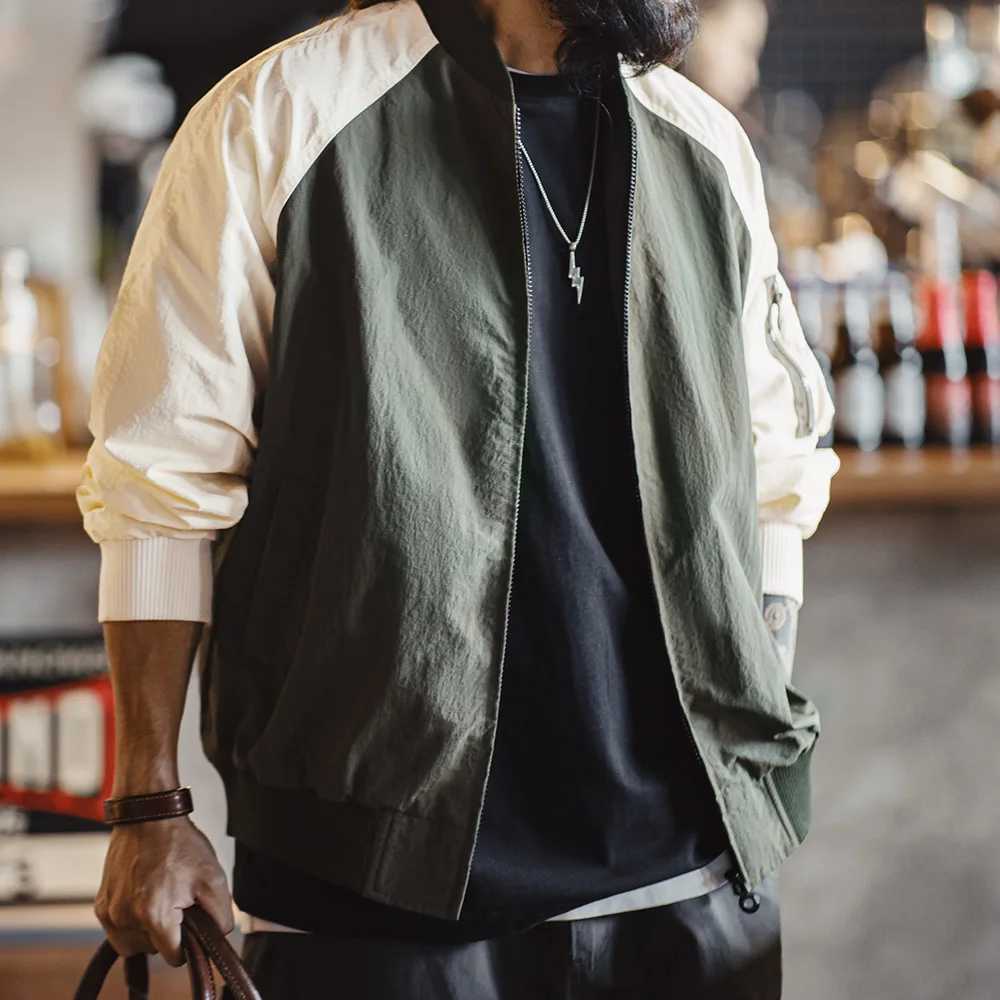Maden retro contrasting color MA1 bomber jacket short zipper pocket baseball jacket mens spring and autumn casual jacket X250213