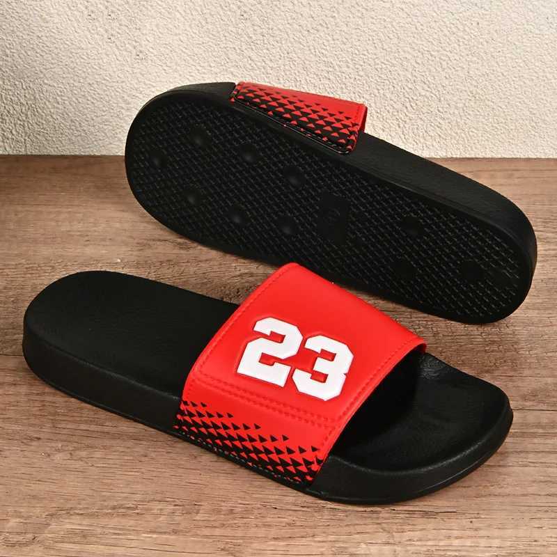 New mens beach slide sandals flip cover summer slide mens large-sized shoes lightweight indoor slide Y250213