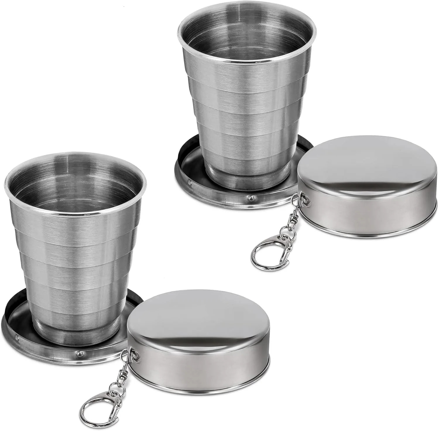 75150250450ML Stainless Steel Collapsible Cup Camping Cookware Expandable Teacups Portable Outdoor Travel Mug Z260202
