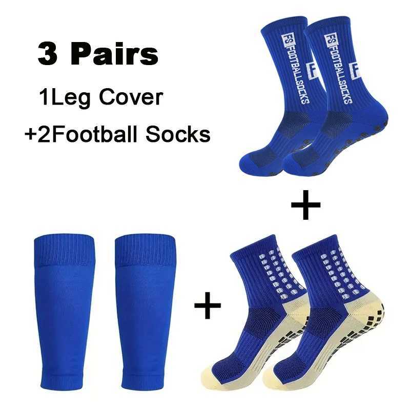 3 Pairs Set Men Grip Soccer Socks and Knee Pads Calf Sleeves Adult Youth Non Slip Leg Shin Guards for Basketball Football SportsXJ250213