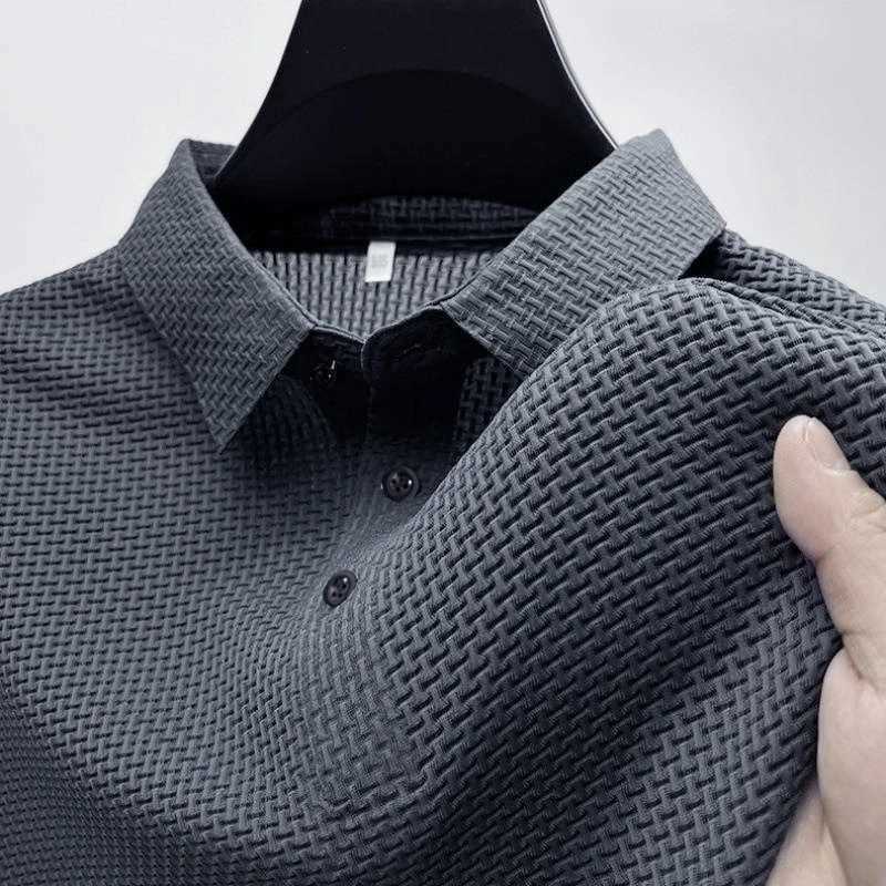 Summer New Mens Short Sleeve T-shirt Cool and Breathable Polo Shirt Business Casual Sweat-absorbing Tops L-4XL X250213