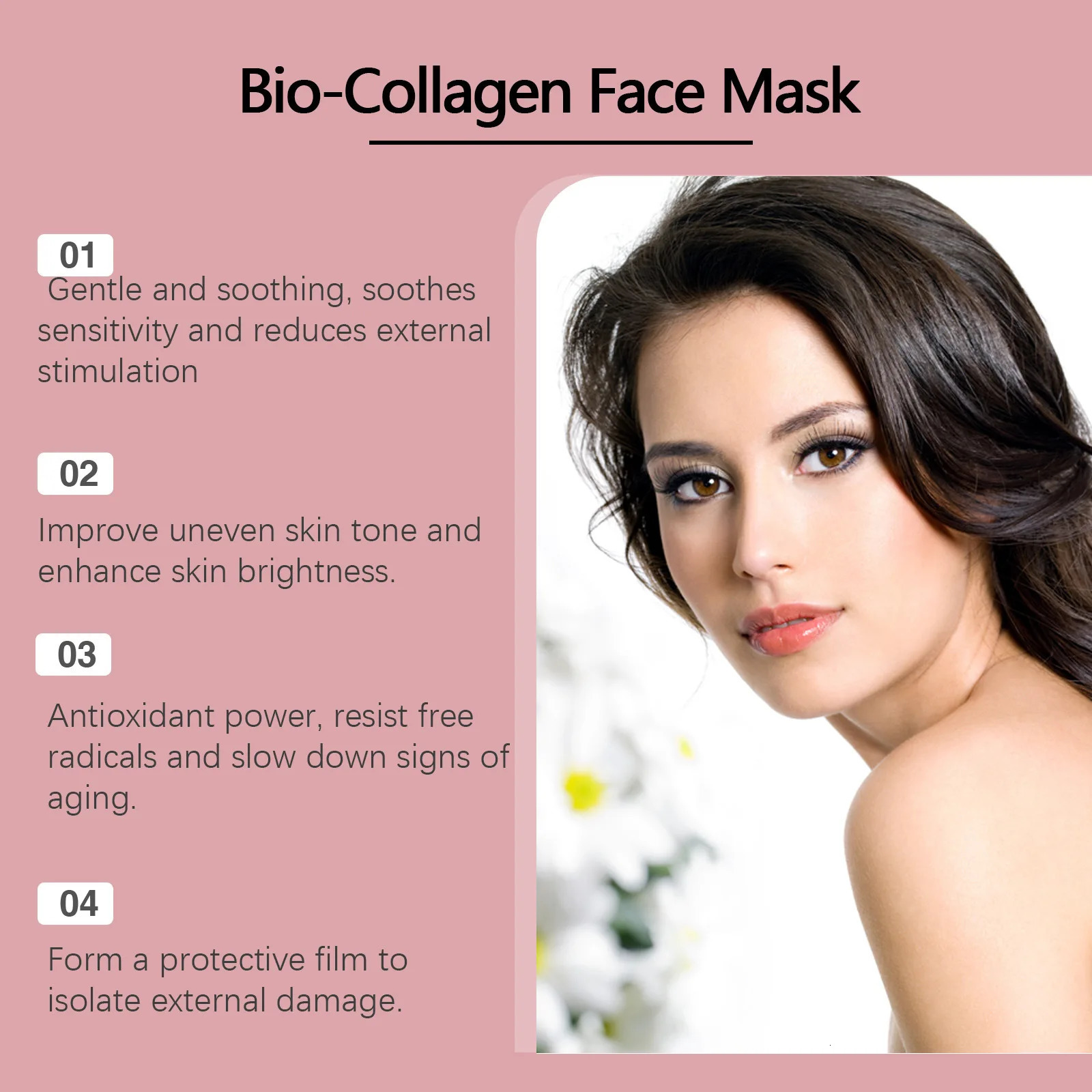 Eelhoe 4pcs Bio Collagen Face Mask Shrink Pores Deep Hydrating Rejuvenation Face Refreshing Brightening Facial Skin Care Mask 250113