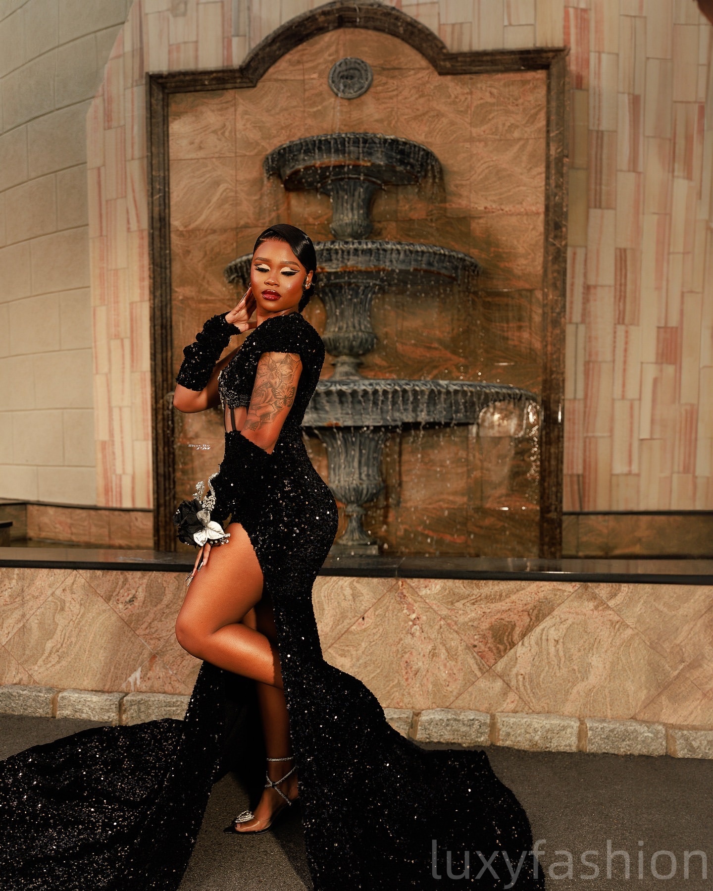 Aso Ebi 2025 Black Mermaid Prom Dresses Crystals Sequined High Split One Shoulder Evening Formal Party Second Reception Birthday Gowns Dress For Speci