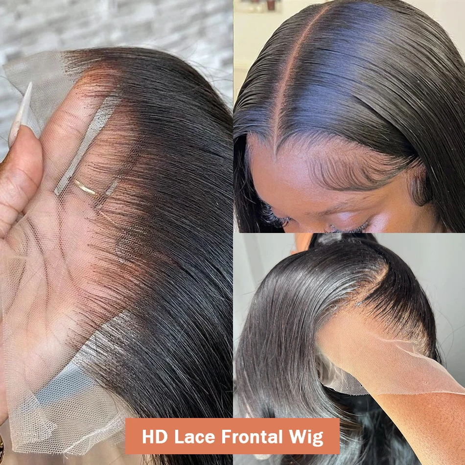 Free shipping 250 Density Brazilian 30 40Inch Bone Straight 13x4 13x6 HD Lace Frontal Human Hair Wigs Glueless Black /red/blonde /blue Wig Ready To We