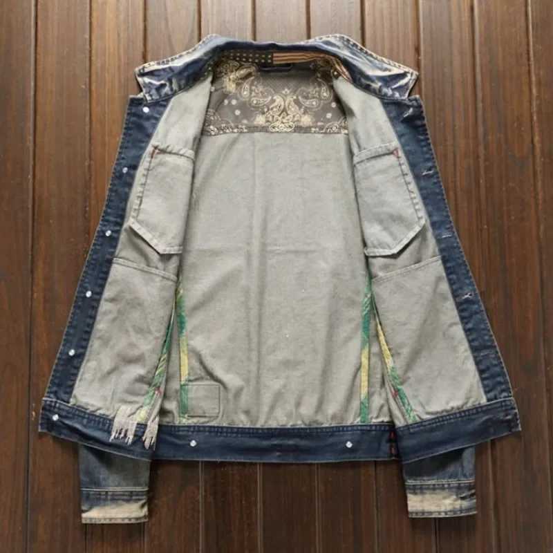 Cowboy Coat for Men Autumn Korea Vintage Fashion of Fabric Casual Denim Jackets Man Low Cost Menswear Lxury Outwear Size L Joker X250213