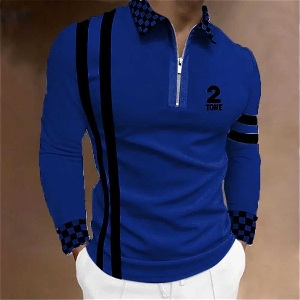 Mens Polo Shirt Shirt Plaid Prints 3D Print Long Sleeve Zipper Clothing Apparel Sports Fashion Streetwear Designer Tops X250213