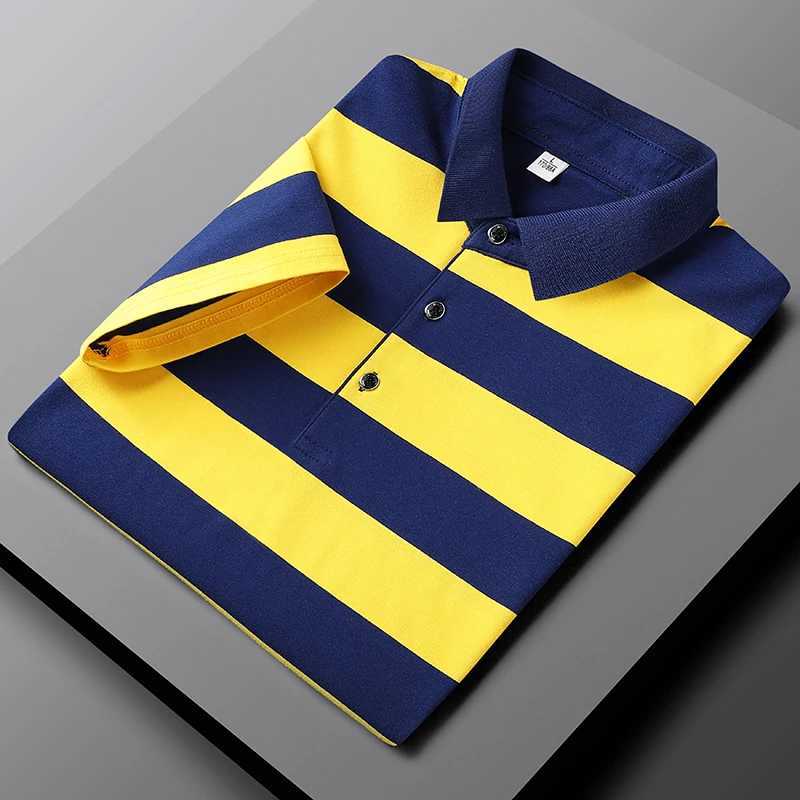 New Summer Mens Classic Striped Polo Mens Cotton Short Sleeve Embroidered Business Casual Hot Polo Shirt Mens Direct Shipping X250213