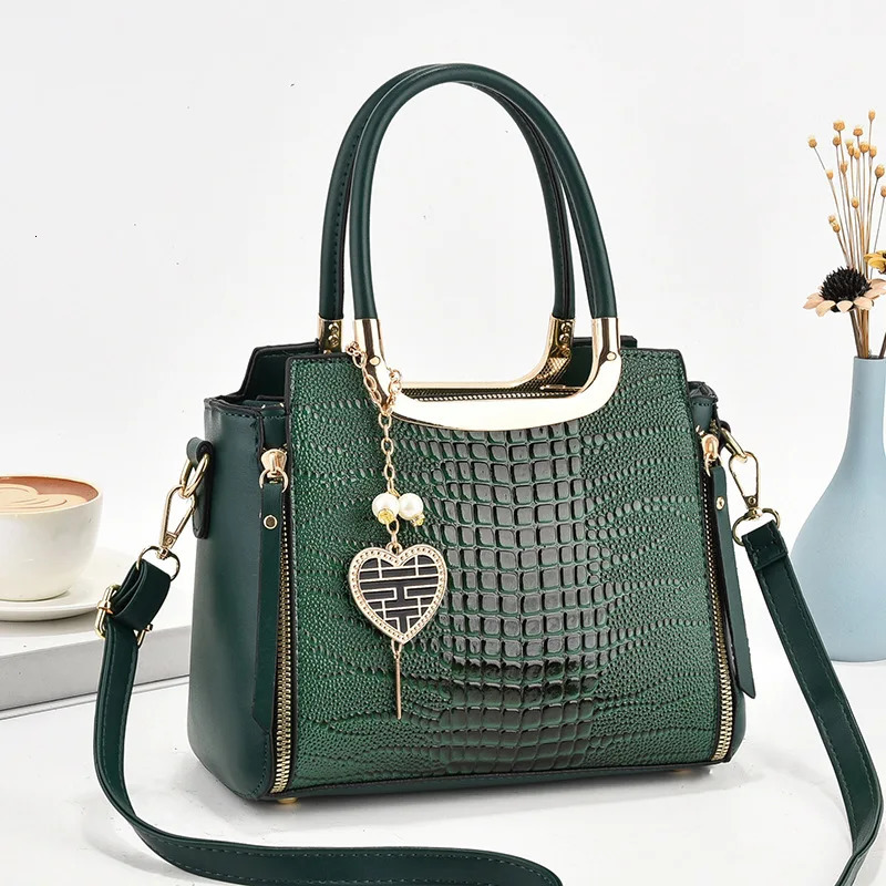 Glossy Pattern Handbag Womens Top Handle Satchel Purse Fashion Crossbody Bag With Tassel Pendant 250207