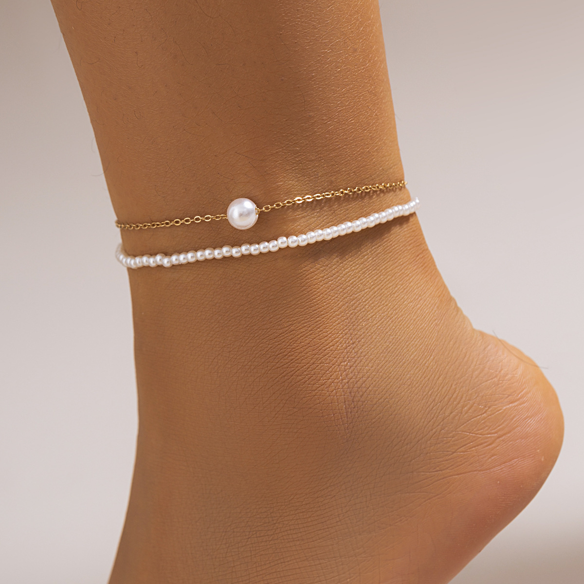 fashion Bohemian Shell Conch designer Set Ankle Chain Small Metal Versatile Rice Bead Anklet Woman