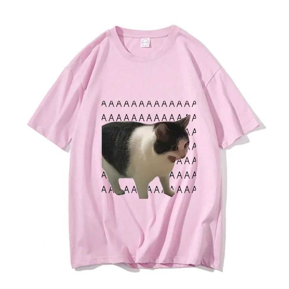 Funny Meme Sad Crying Cat Printed Women Men Casual T-Shirt Summer Harajuku T Shirts Casual Fashion Ts Clothes Short Slve X250213