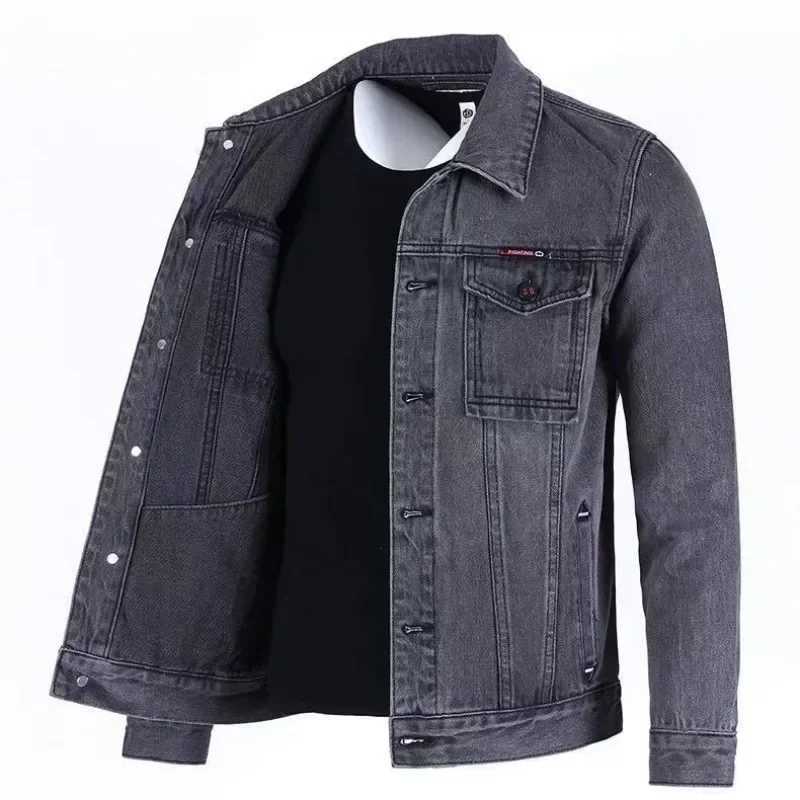 Mens Denim Jacket Padded Wool Elatic Male Jean Coats Blue Warm Padding with Sheep Cheap Price Stylish Fashion Large Size L Y2k X250213