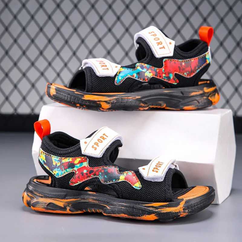 Sandals Children Boys Shoes Beach Sandals Non-Slip Summer Flat Shoes Lightweight Childrens Flat Sport Sandals Fashion Outdoor Shoes H250212