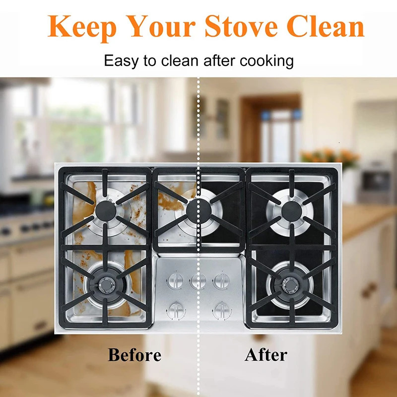 4/8Pcs Gas Stove Protectors Kitchen Reusable Covers Mat Protector Cleaning Pad Liner Cover Stove Protector Cover Liner 250213
