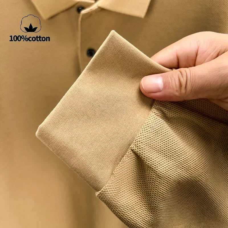 100% Cotton Polo Shirt-Summer Fashion Casual Long Sleeve Breathable Lapels T-shirt 10 Colors Mens Perfect for Sports X250213
